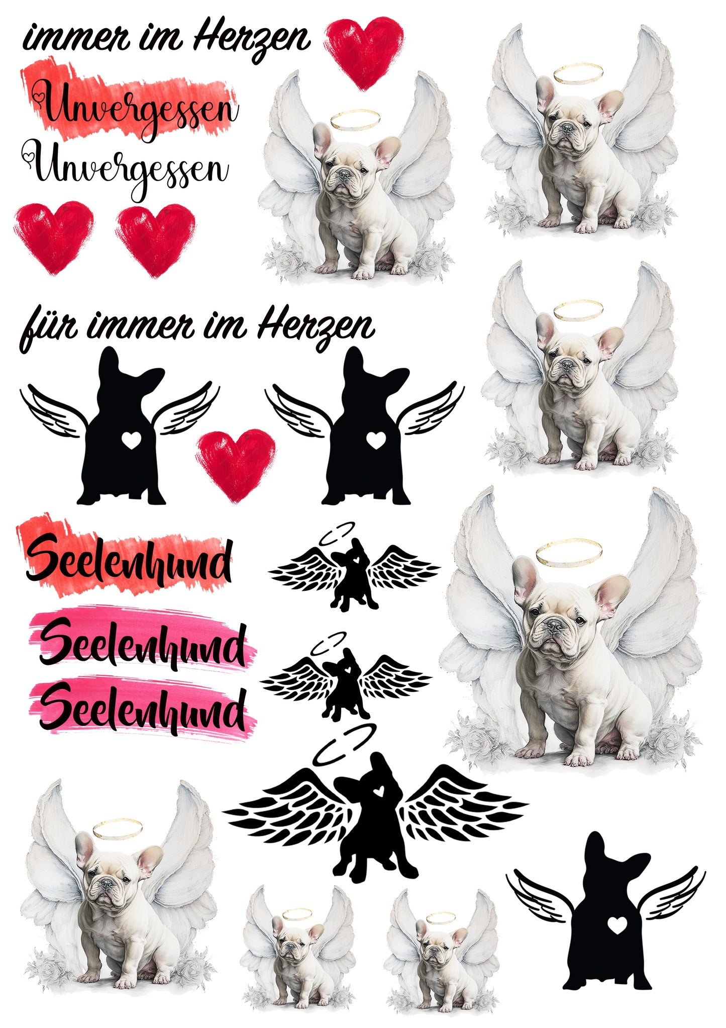 Französische Bulldogge Wasserschiebefolie / Kerzentattoos #18