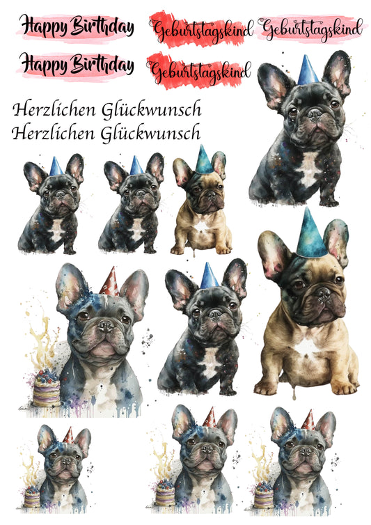 Französische Bulldogge Wasserschiebefolie / Kerzentattoos #21