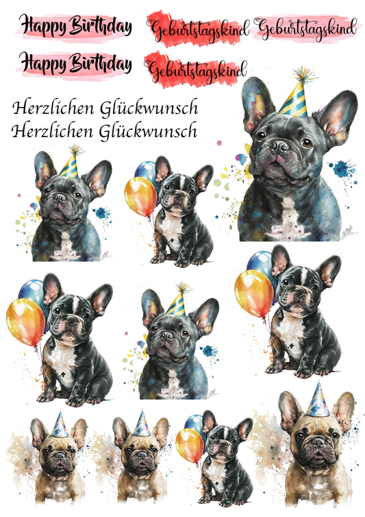 Französische Bulldogge Wasserschiebefolie / Kerzentattoos #28