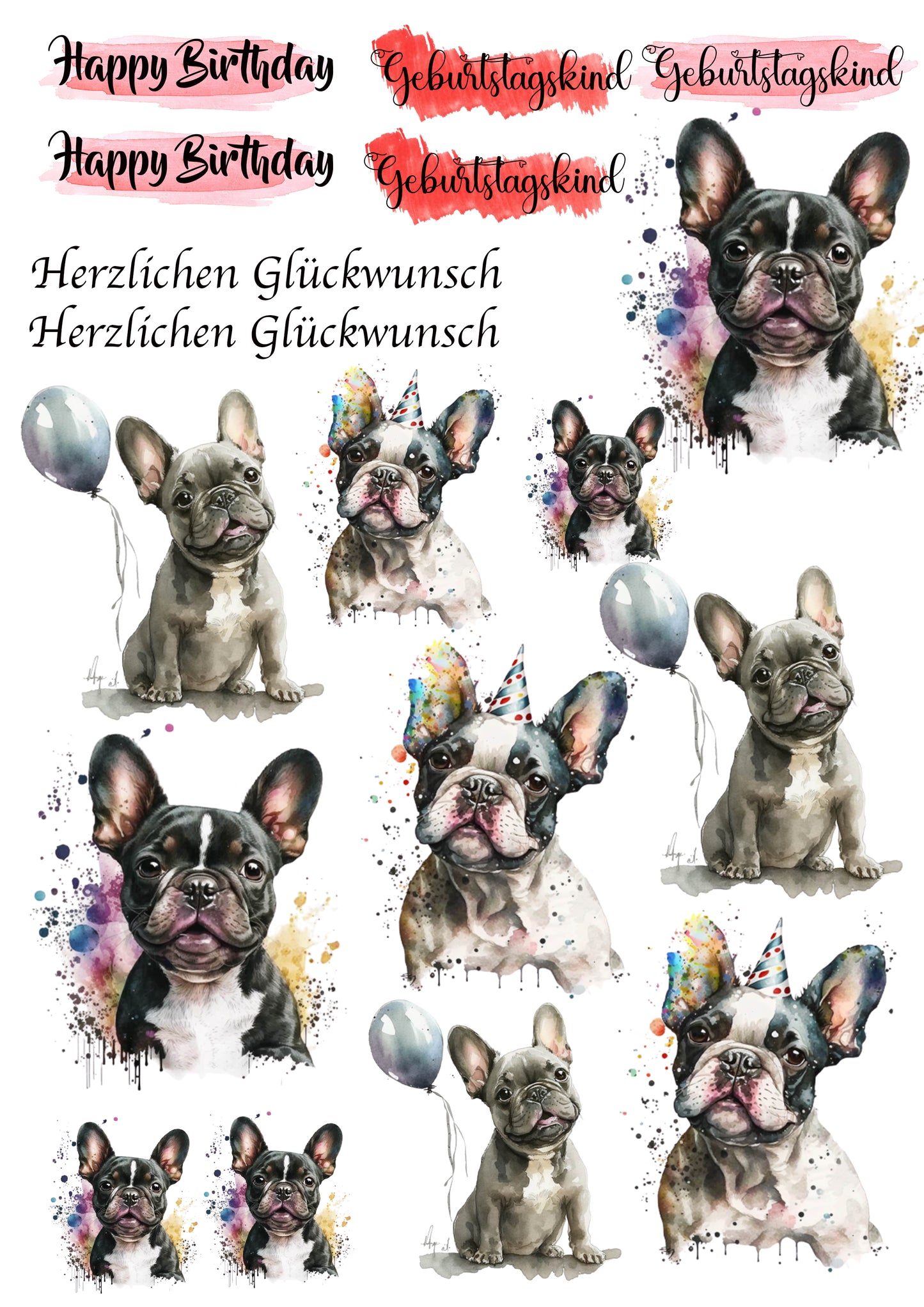 Französische Bulldogge Wasserschiebefolie / Kerzentattoos #4