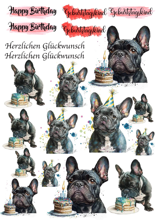 Französische Bulldogge Wasserschiebefolie / Kerzentattoos #3