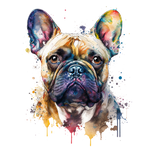 Französische Bulldogge Bügelbild Watercolor #4