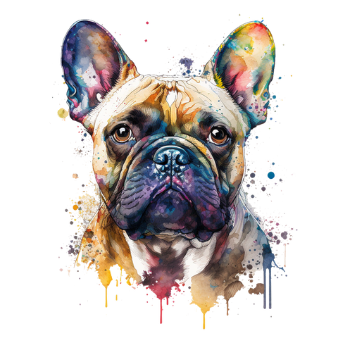 Französische Bulldogge Bügelbild Watercolor #4