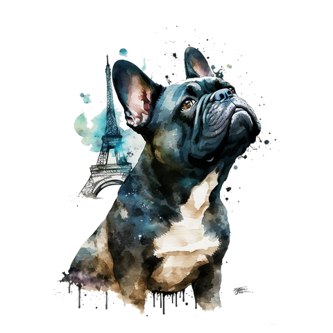 Französische Bulldogge Bügelbild Watercolor #5