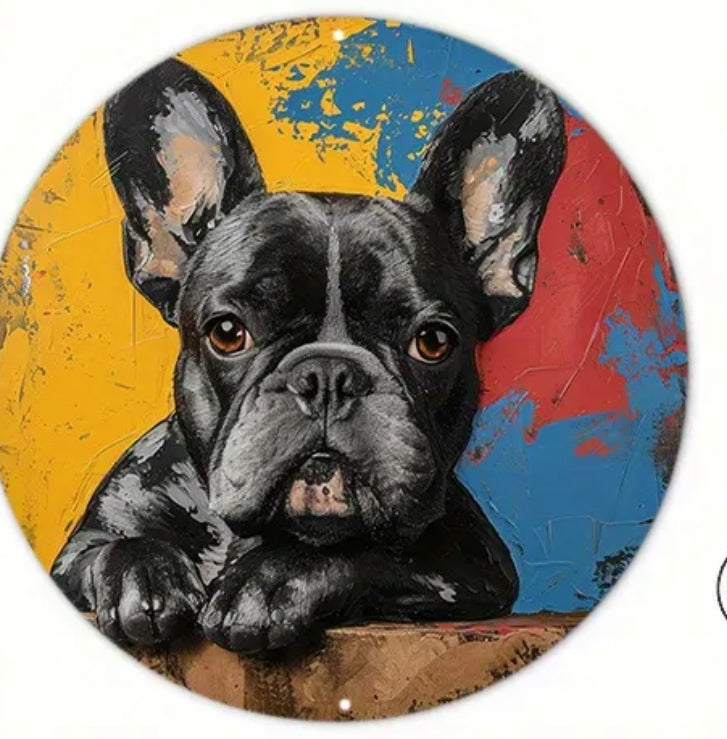 Französische Bulldogge Türschild / Dekoschild / Blechschild #15