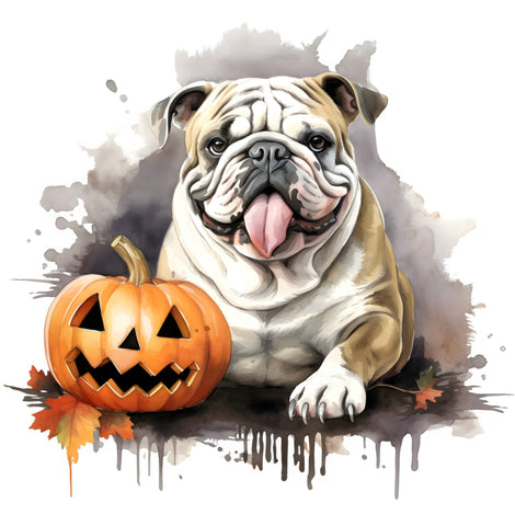 Englische Bulldogge Bügelbild Halloween #1