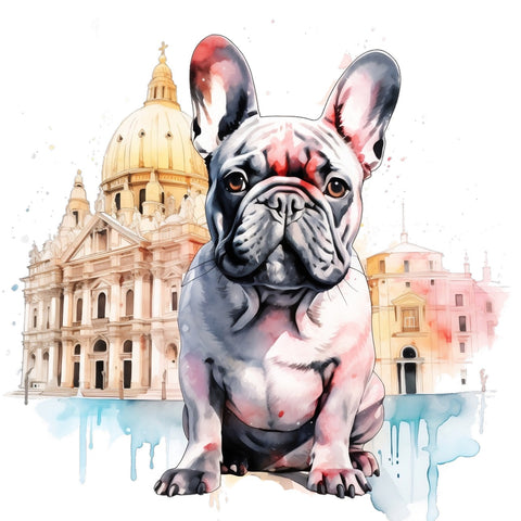 Französische Bulldogge Bügelbild Watercolor #15