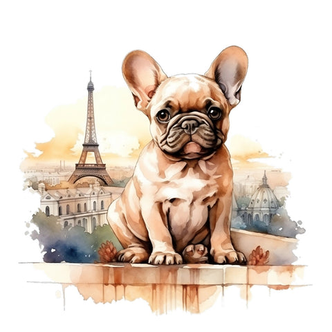 Französische Bulldogge Bügelbild Watercolor #14