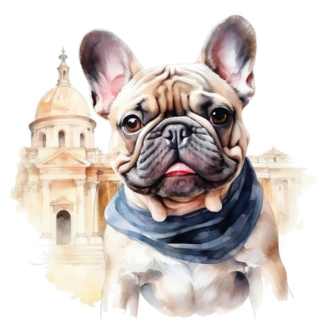 Französische Bulldogge Bügelbild Watercolor #12