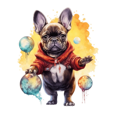 Französische Bulldogge Bügelbild Watercolor #9