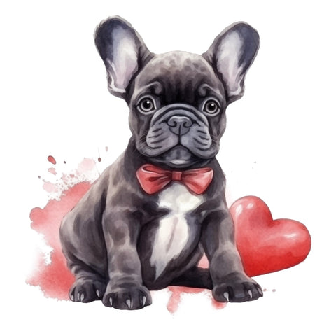 Französische Bulldogge Bügelbild Herzen #17