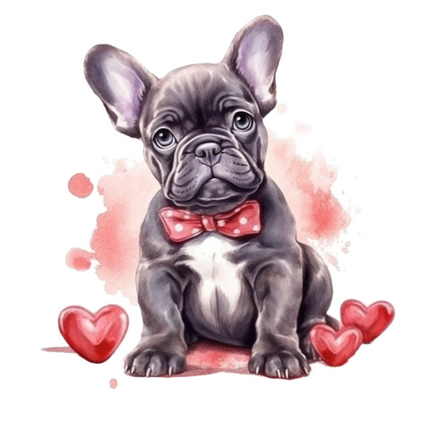 Französische Bulldogge Bügelbild Herzen #16