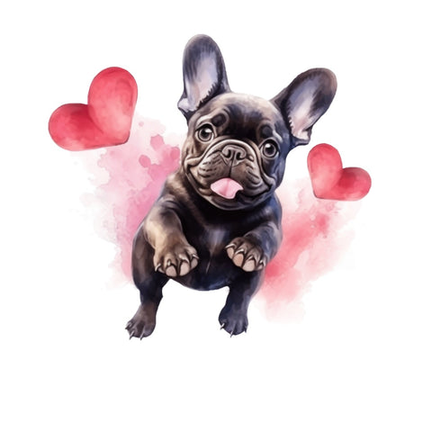 Französische Bulldogge Bügelbild Herzen #15