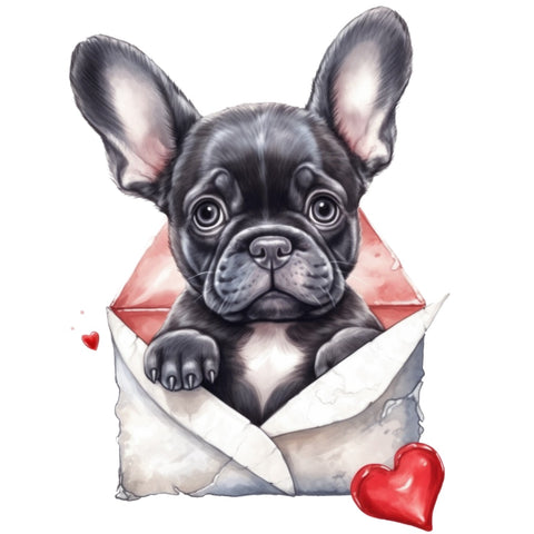 Französische Bulldogge Bügelbild Herzen #14