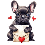 Französische Bulldogge Bügelbild Herzen #13