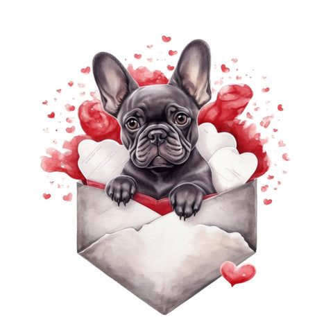 Französische Bulldogge Bügelbild Herzen #12