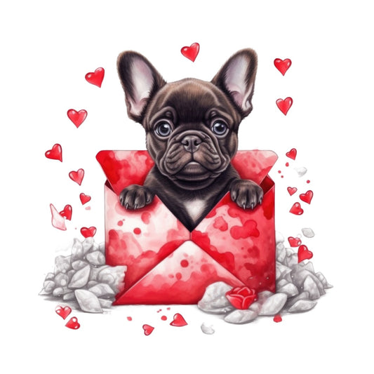 Französische Bulldogge Bügelbild Herzen #11