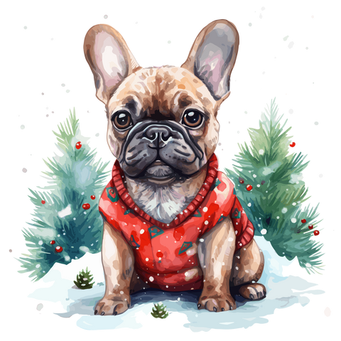 Französische Bulldogge Bügelbild Weihnachten #1