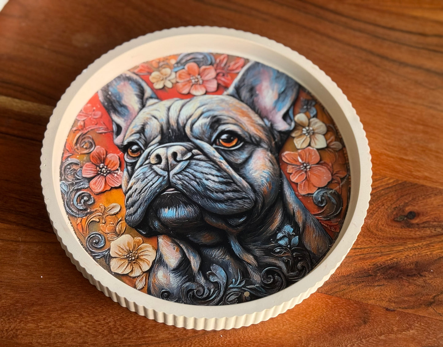 Französische Bulldogge Dekotablett mit Bulldogge Figur #3