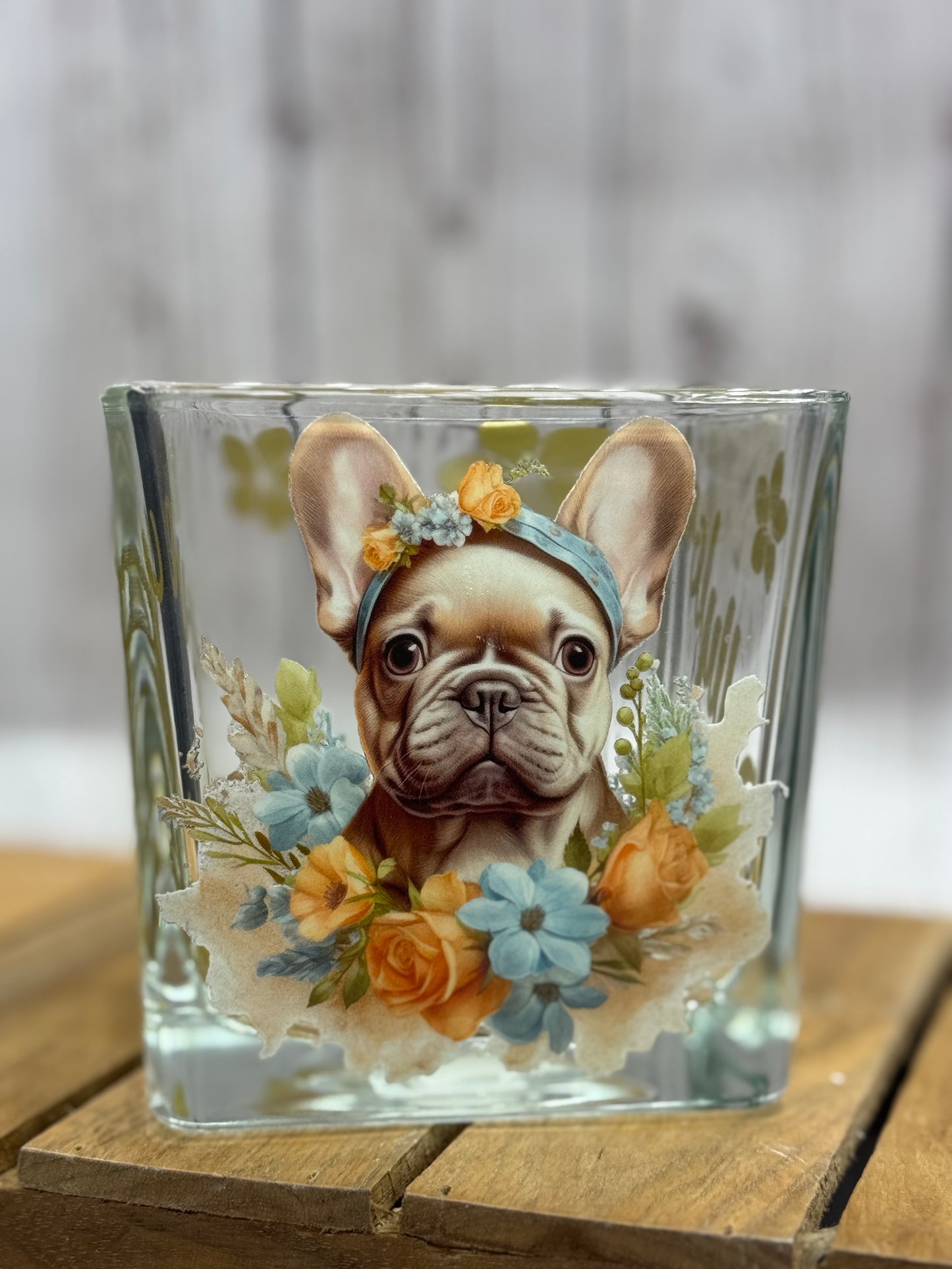Französische Bulldogge Dekoration Teelichtglas #2
