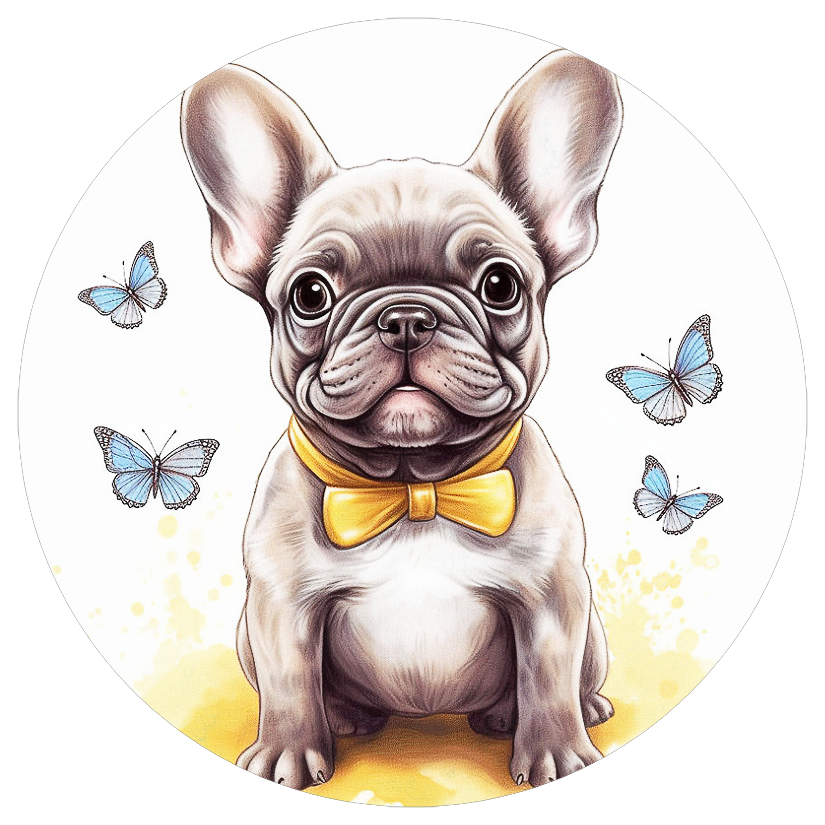 Französische Bulldogge Bügelbild Floral #33