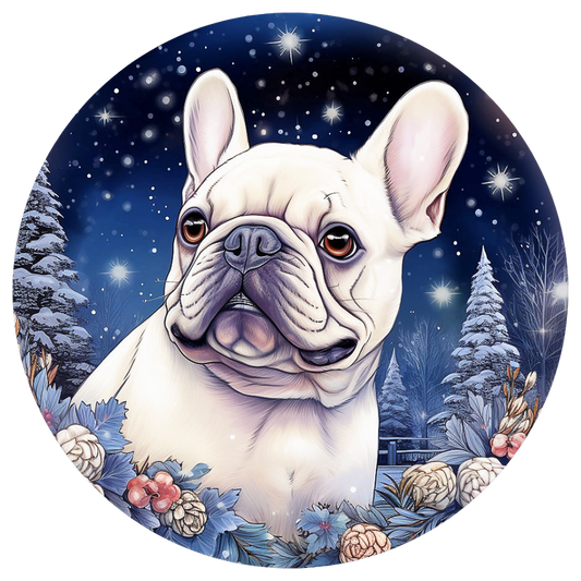 Französische Bulldogge Bügelbild Winter #1