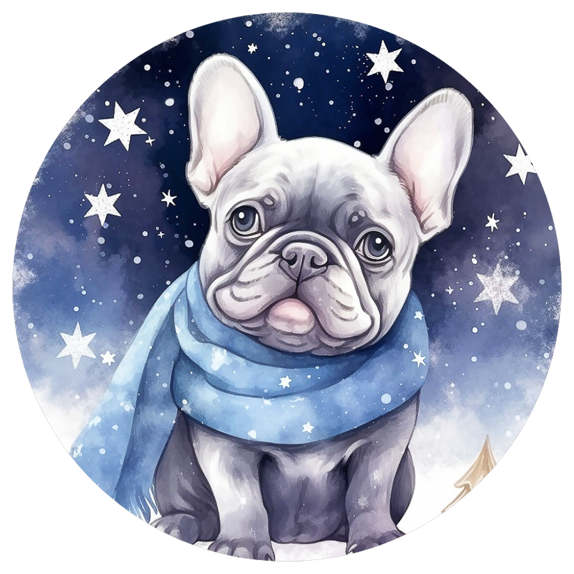 Französische Bulldogge Bügelbild Sterne #2