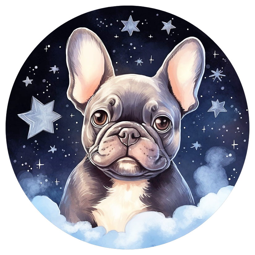 Französische Bulldogge Bügelbild Sterne #5