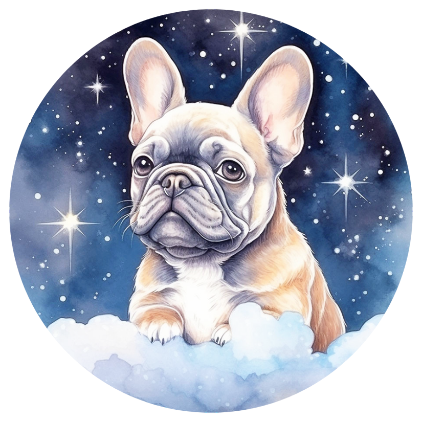 Französische Bulldogge Bügelbild Sterne #7