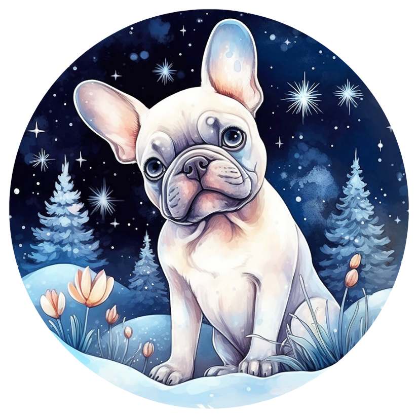 Französische Bulldogge Bügelbild Winter #3