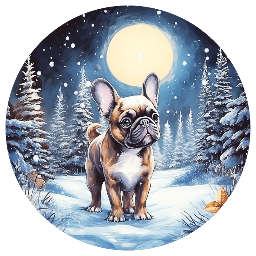 Französische Bulldogge Bügelbild Winter #10