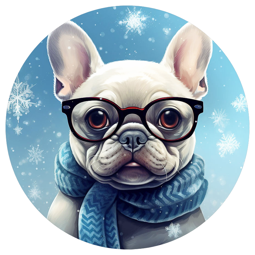 Französische Bulldogge Bügelbild Winter #12
