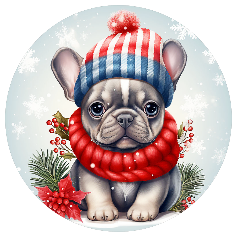Französische Bulldogge Bügelbild Winter #14