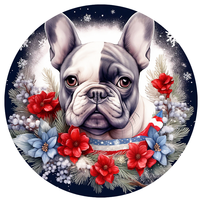 Französische Bulldogge Bügelbild Winter #15