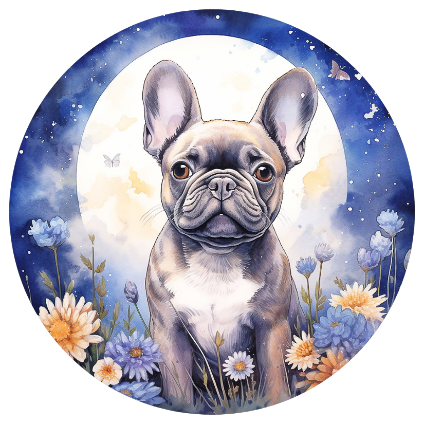 Französische Bulldogge Bügelbild Floral #31