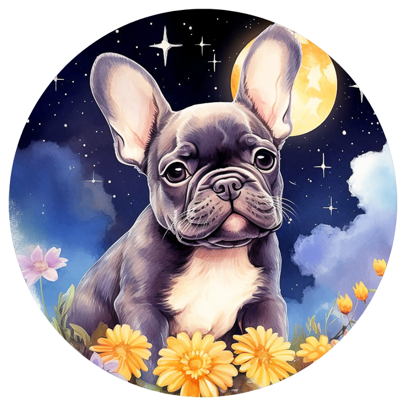 Französische Bulldogge Bügelbild Floral #32