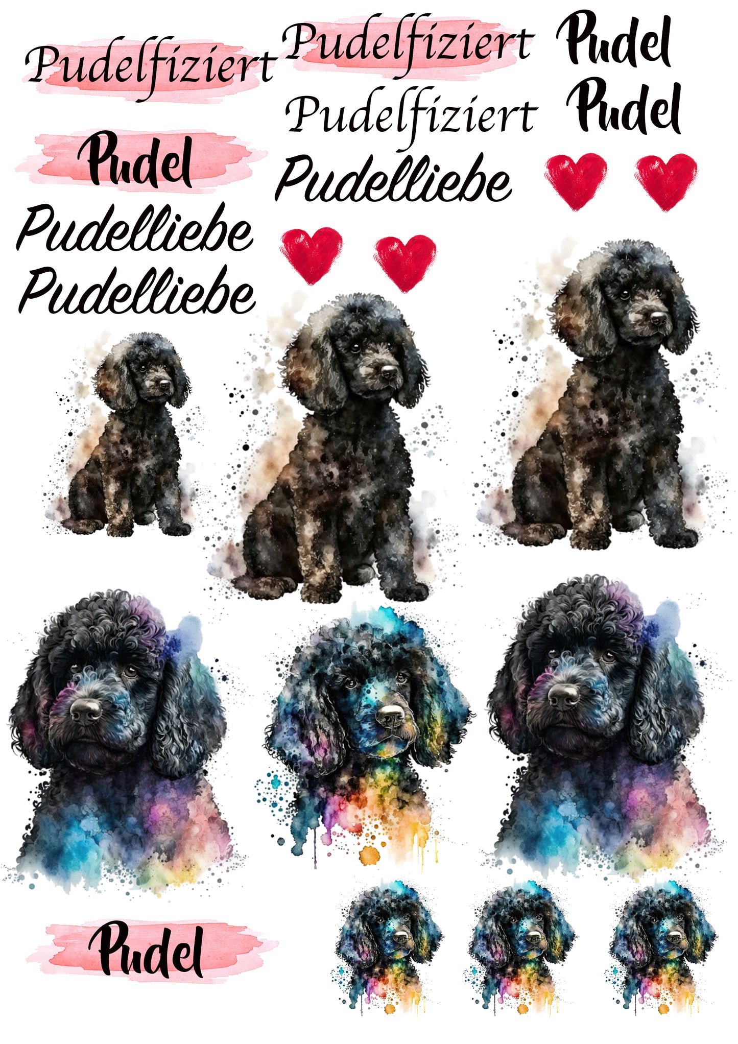 Pudel Wasserschiebefolie / Kerzentattoos #2