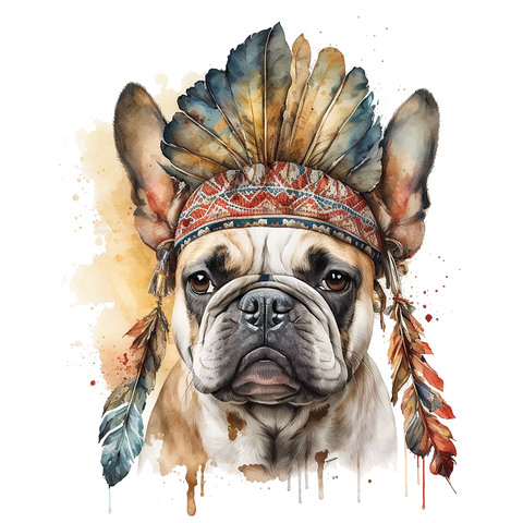 Französische Bulldogge Bügelbild Watercolor #10