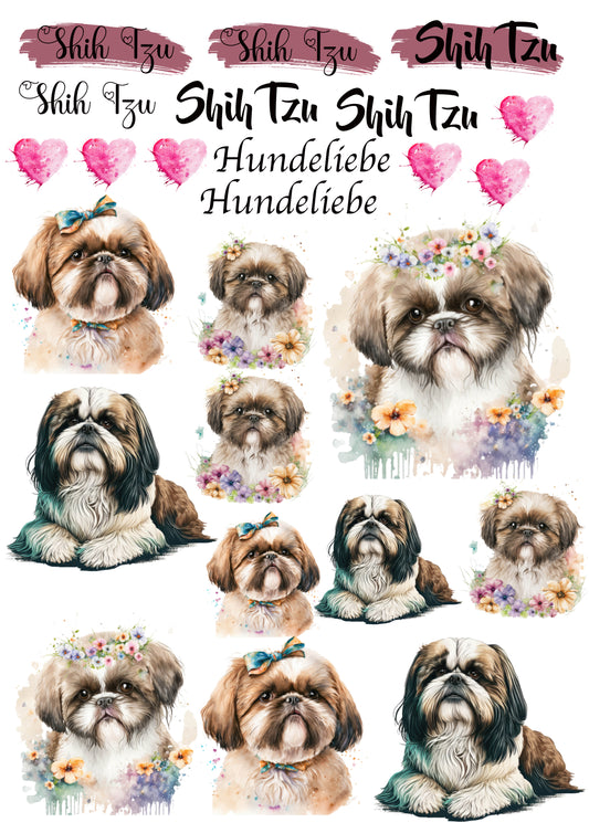 Shih Tzu Wasserschiebefolie / Kerzentattoos #1