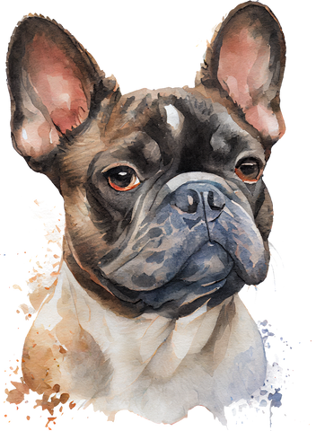 Französische Bulldogge Bügelbild Watercolor #6