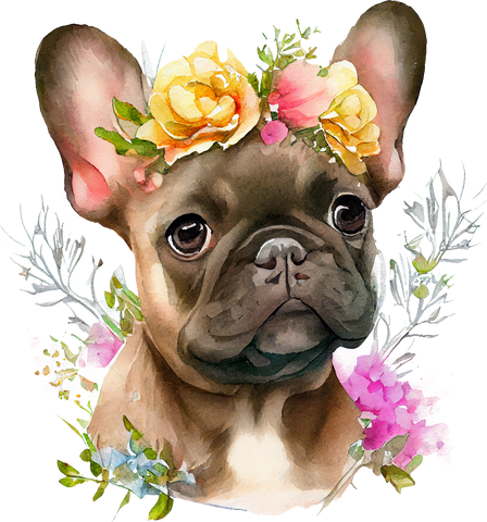 Französische Bulldogge Bügelbild Floral #15