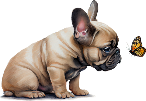 Französische Bulldogge Bügelbild Watercolor #8