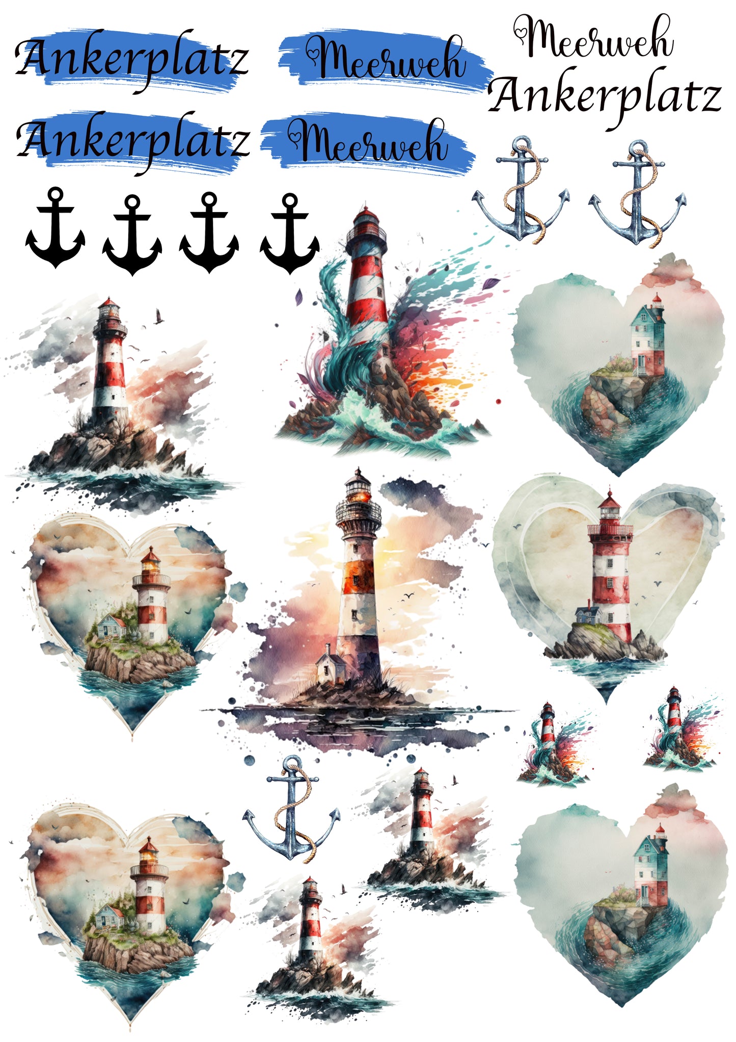 Maritime Wasserschiebefolie / Kerzentattoos #3