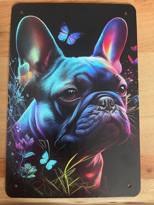 Französische Bulldogge Türschild / Dekoschild / Blechschild #2