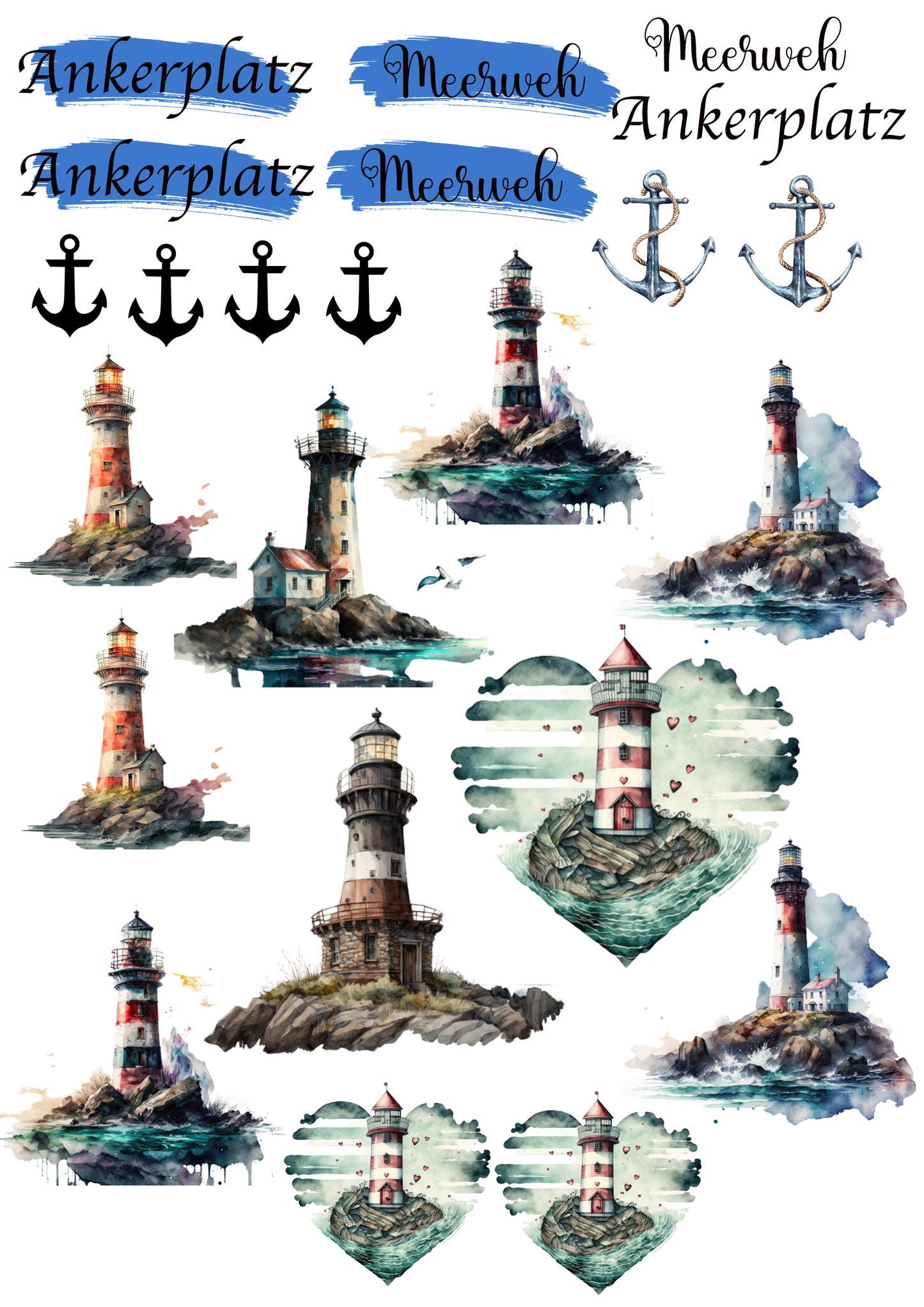 Maritime Wasserschiebefolie / Kerzentattoos #2