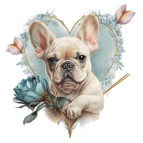 Französische Bulldogge Bügelbild Floral #25