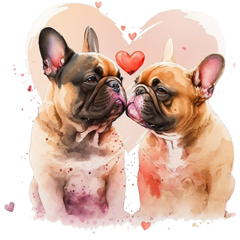 Französische Bulldogge Bügelbild Herzen #20