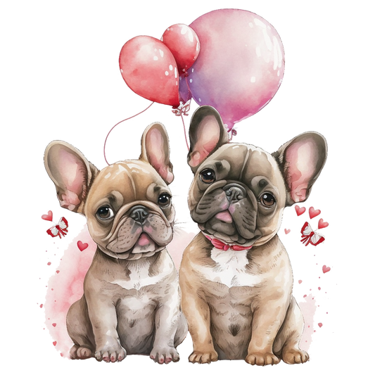 Französische Bulldogge Bügelbild Herzen #21