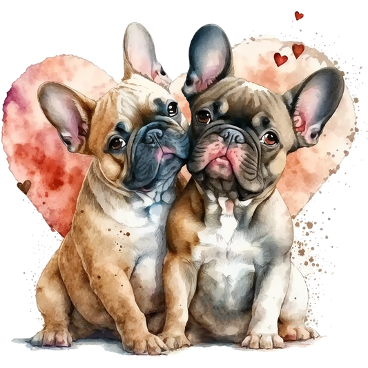 Französische Bulldogge Bügelbild Herzen #9