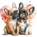 Französische Bulldogge Bügelbild Herzen #9
